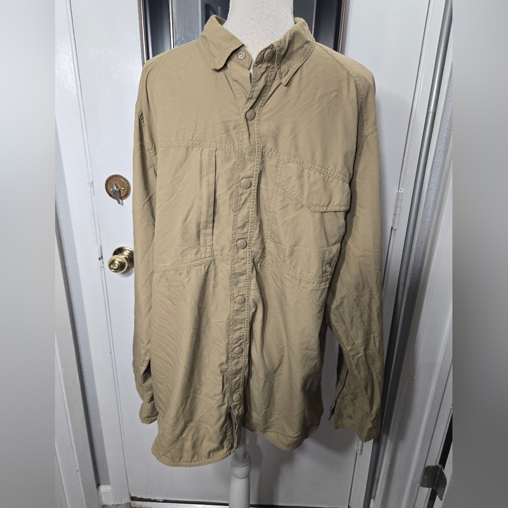 Alaskan Hardgear By Duluth Trading Tan Button Up Shirt Tongass Shirt Sz XL